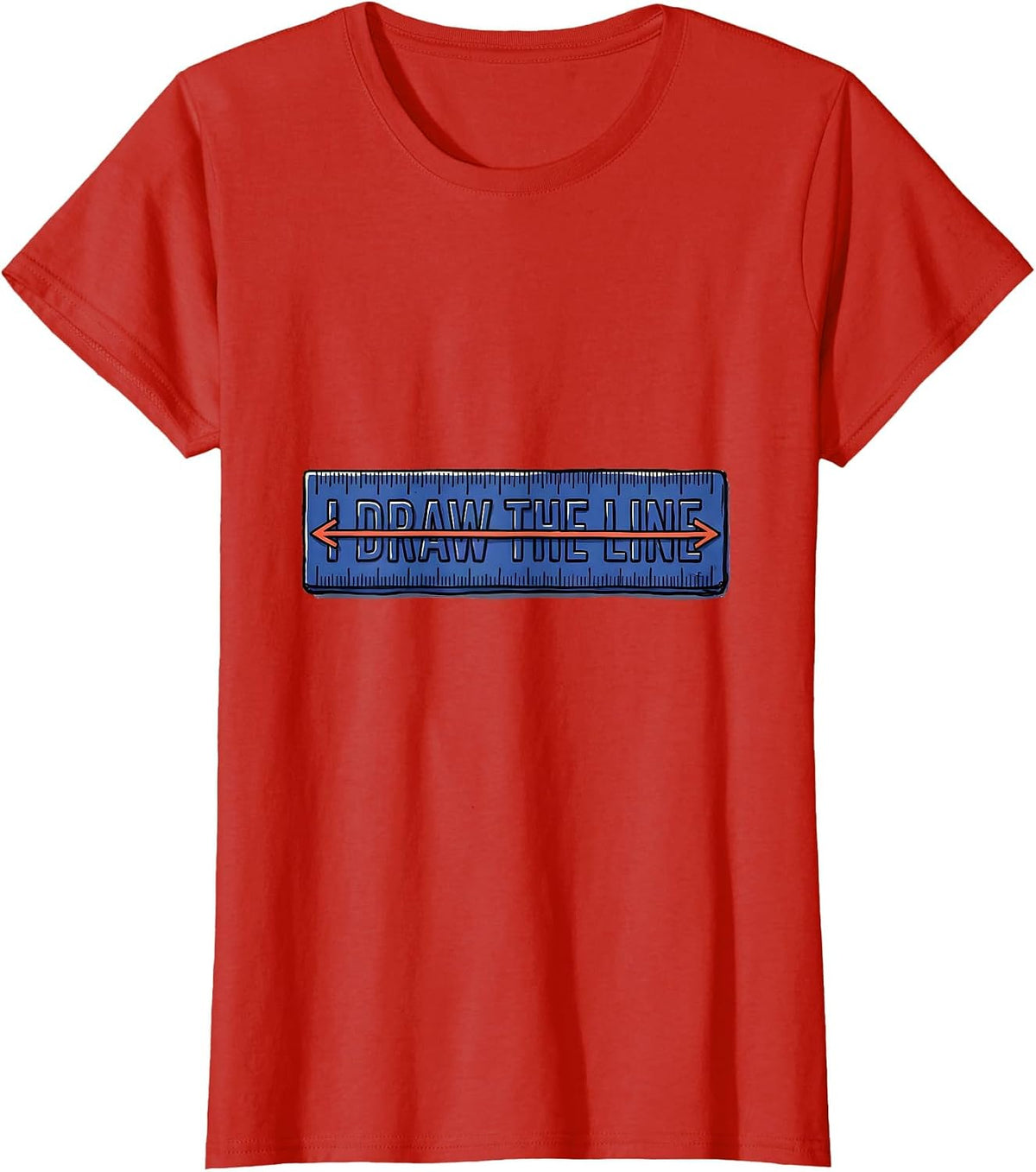 Women's I Draw The Line Funny Math Teacher Pun Humor Gift T-Shirt - Red