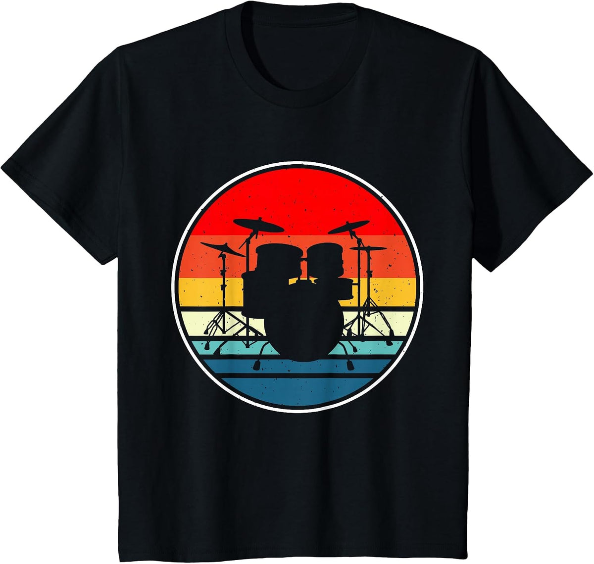 Drums Retro Vintage Sunset T-Shirt - Black