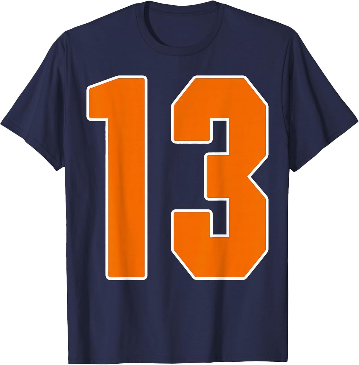 Orange Sports Number 13 Jersey Uniform Player Fan T-Shirt - Navy Blue
