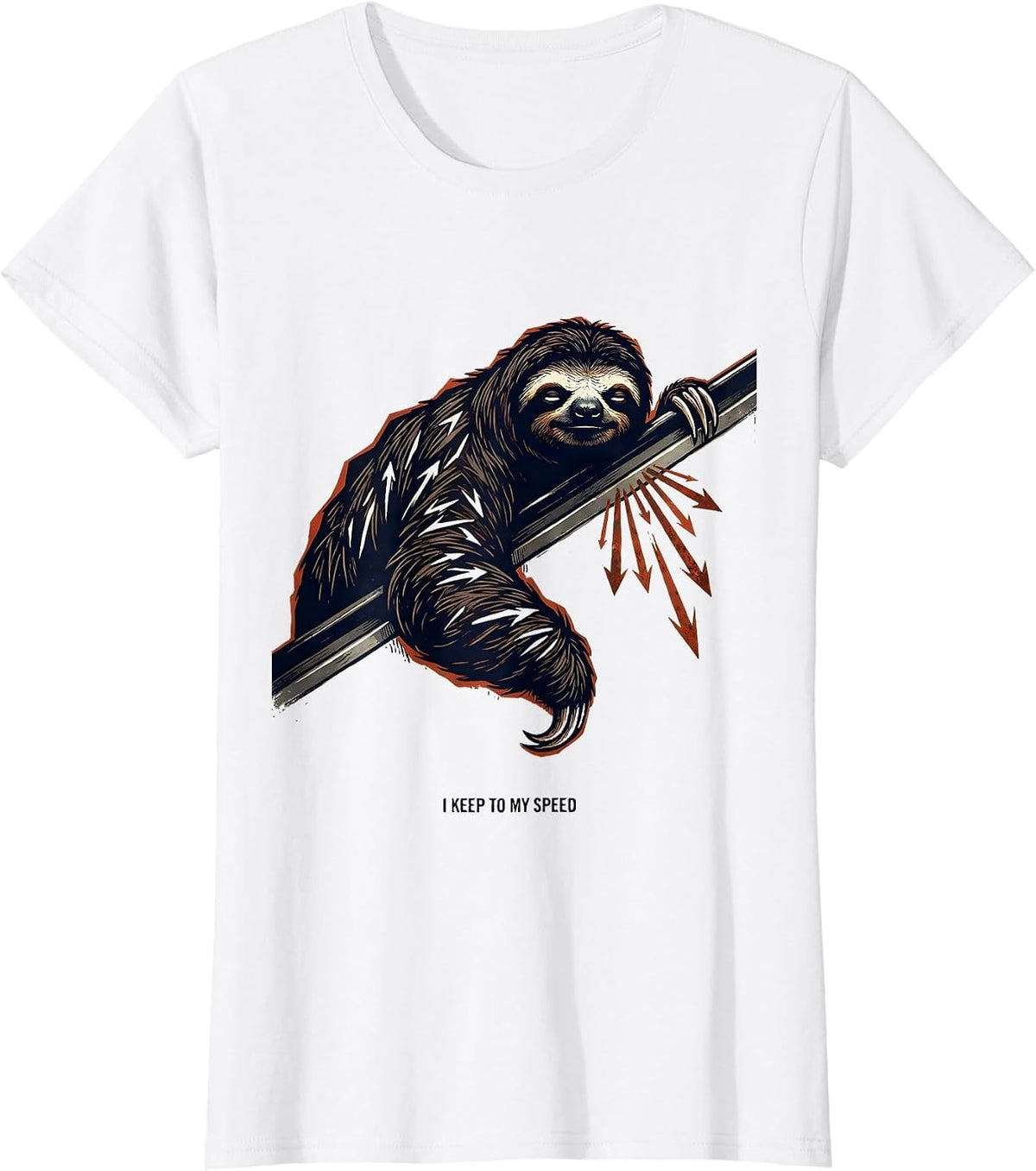 Women's I Keep To My Speed Funny Sloth Lover Animal Humor T-Shirt - White