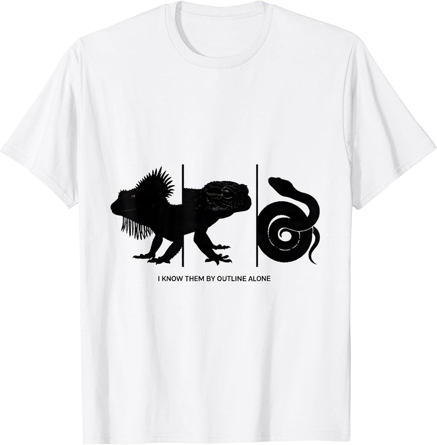 Men's I Know Them By Outline Alone Funny Reptile Gecko Snake Lover T-Shirt - White