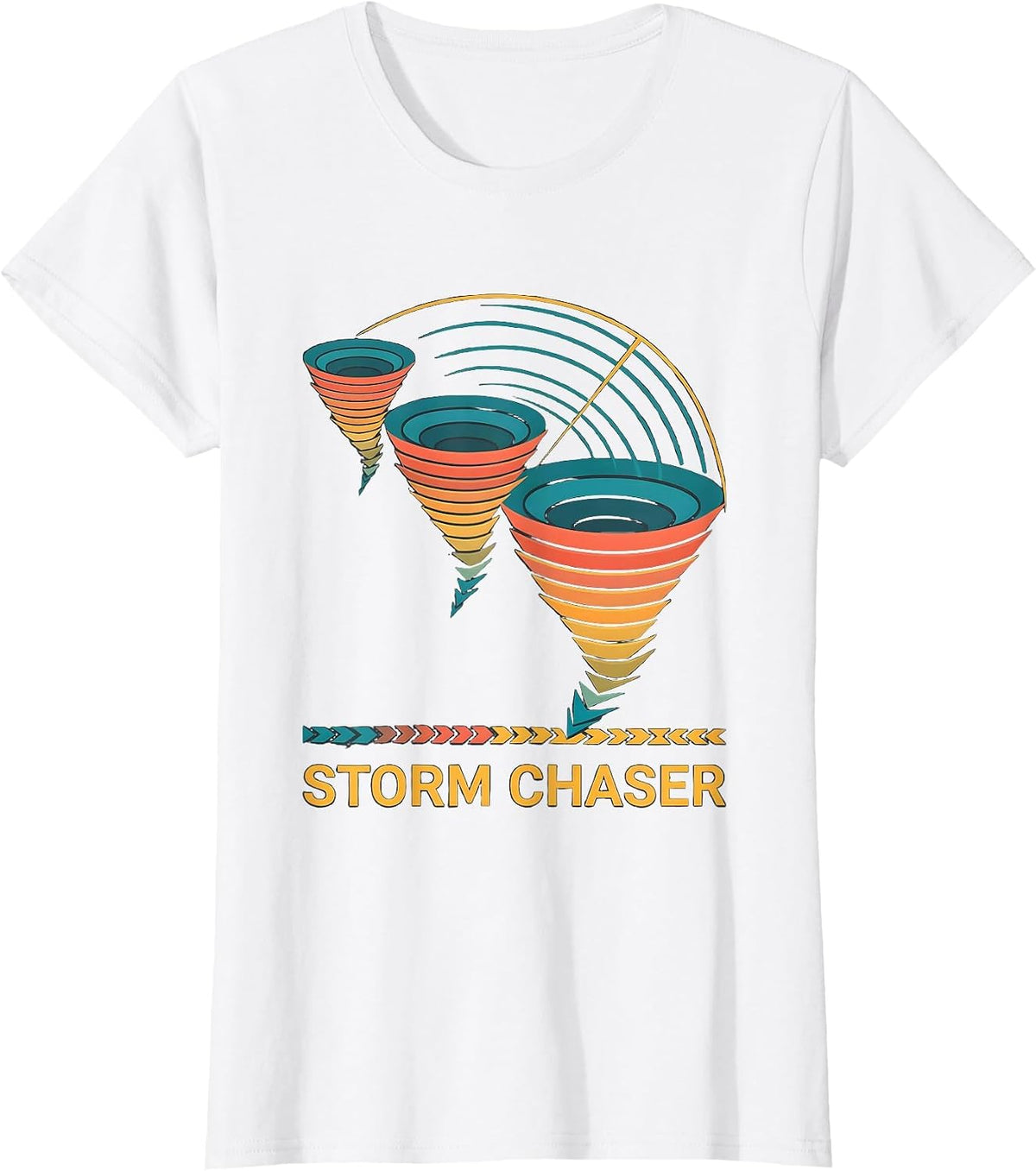 Storm Chaser Flat Vector Tornado Meteorology Enthusiast T-Shirt - White