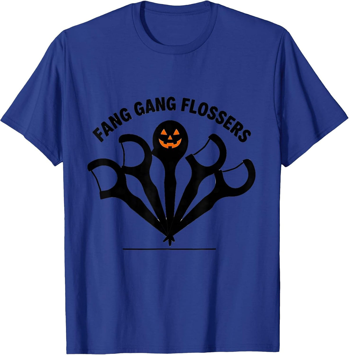 Fang Gang Flossers Funny Dental Hygienist Halloween Humor T-Shirt - Royal Blue