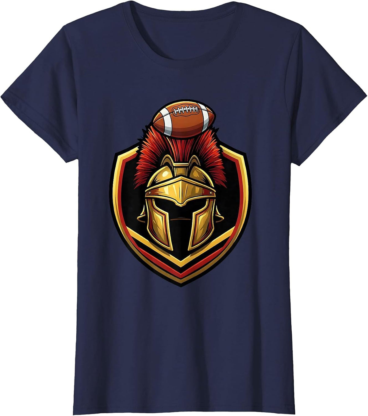 Women's Gladiator Rugby Helmet Crest Graphic T-Shirt - Navy Blue