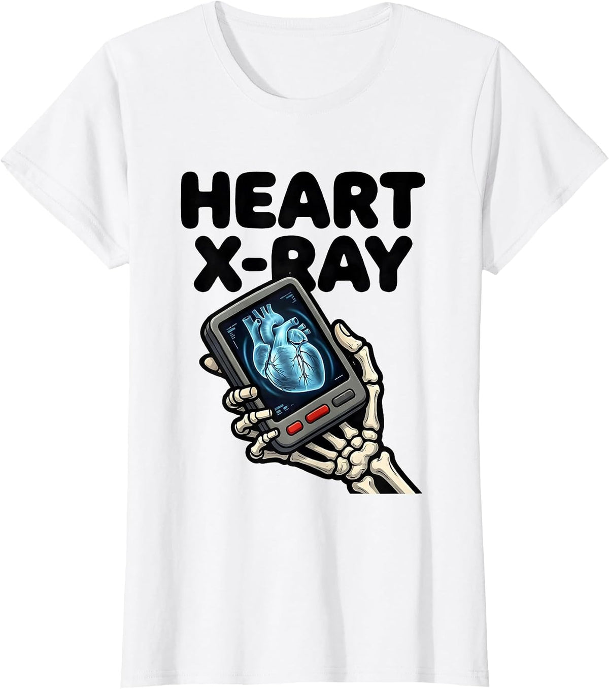 Heart X-Ray Funny Radiology Tech Valentine Skeleton Humor T-Shirt - White