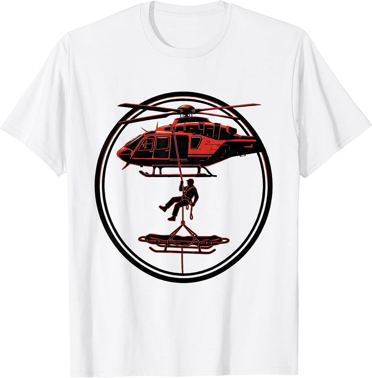 Men's Paramedic Helicopter Rappel Emergency Rescue Graphic T-Shirt - White