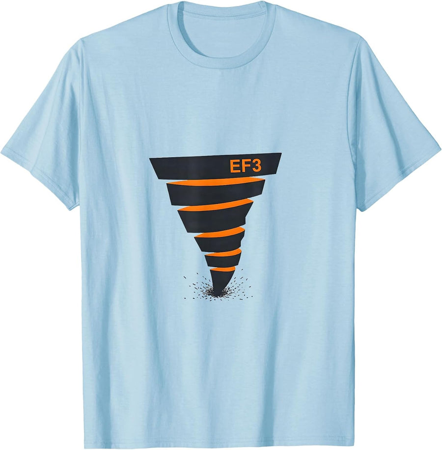 Men's EF3 Editorial Conceptual Storm Chaser Tornado Meteorology T-Shirt - Baby Blue