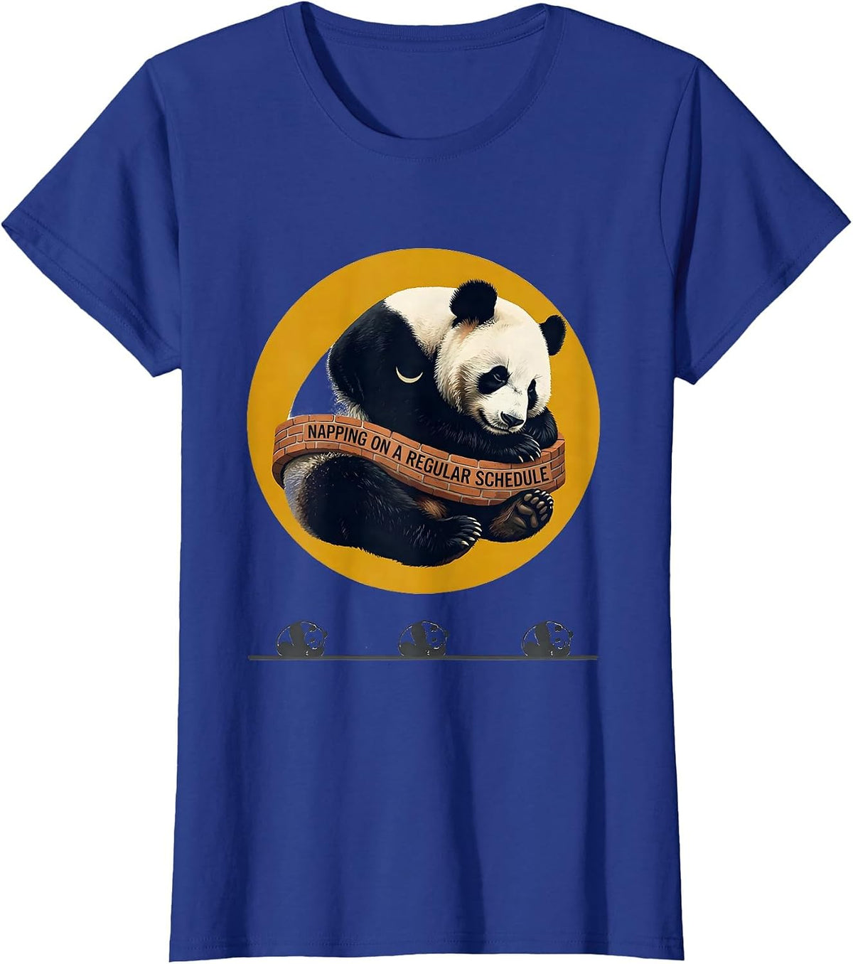 Women's Napping On A Regular Schedule Funny Panda Sleepwear Humor T-Shirt - Royal Blue