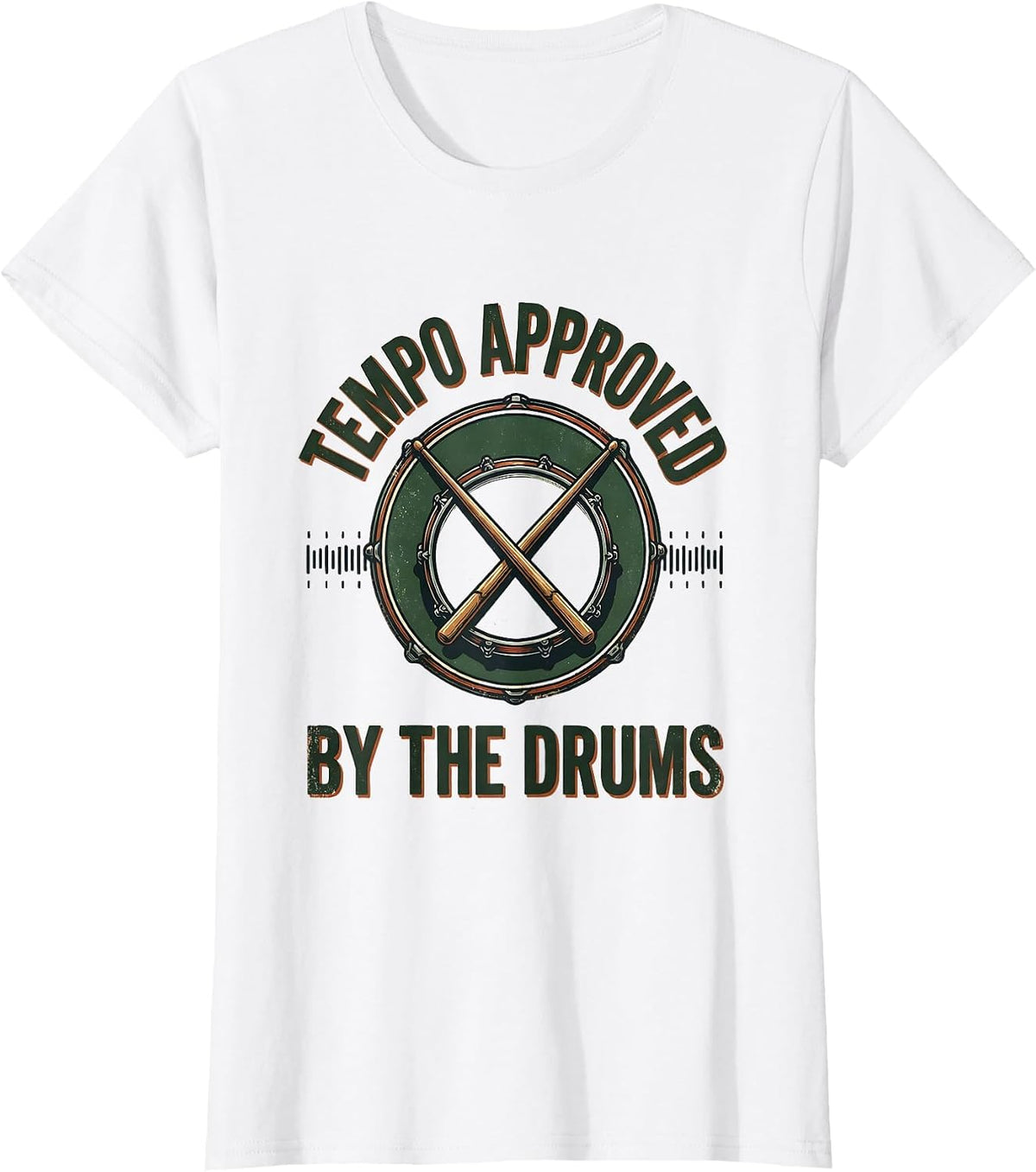 Tempo Approved By The Drums Vintage Drummer Percussionist T-Shirt - White