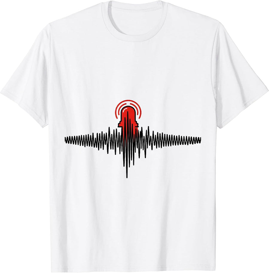 Men's Pulse Rhythm Line Art Occupational Humor Novelty T-Shirt - White