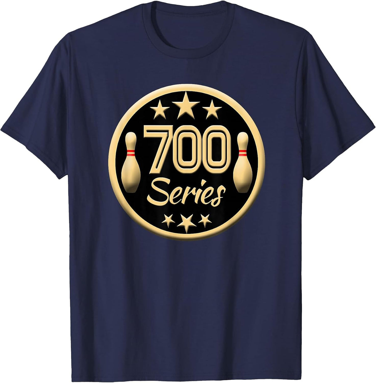 Bowling 700 Series High Score League Strike Trophy Shirt T-Shirt - Navy Blue