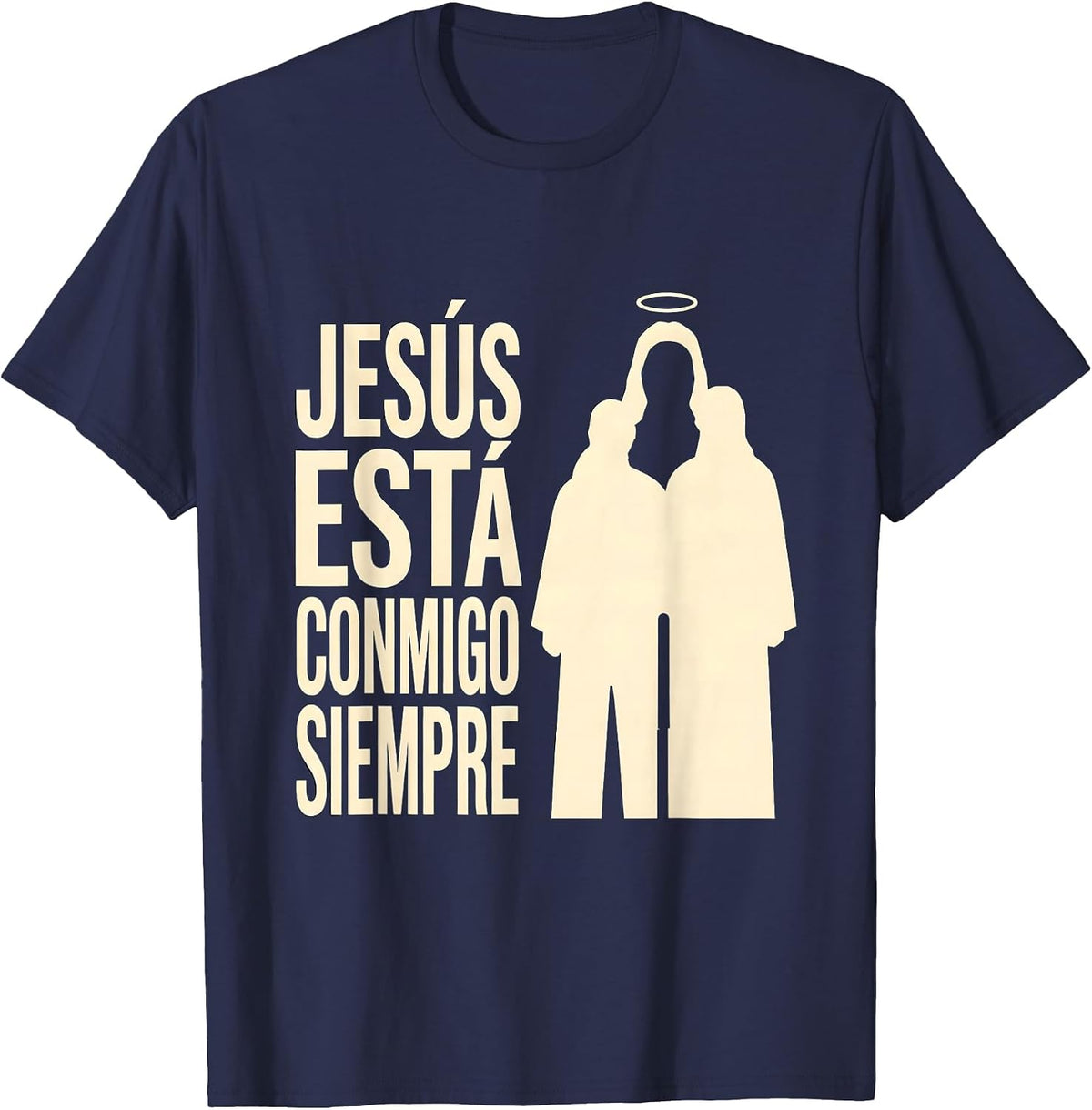Jesús Está Conmigo Siempre Devotional Catholic Faith Spanish T-Shirt - Navy Blue