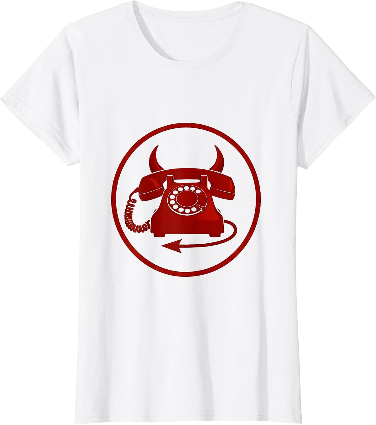 Vintage Devil Phone Retro Dark Humor Graphic T-Shirt - White