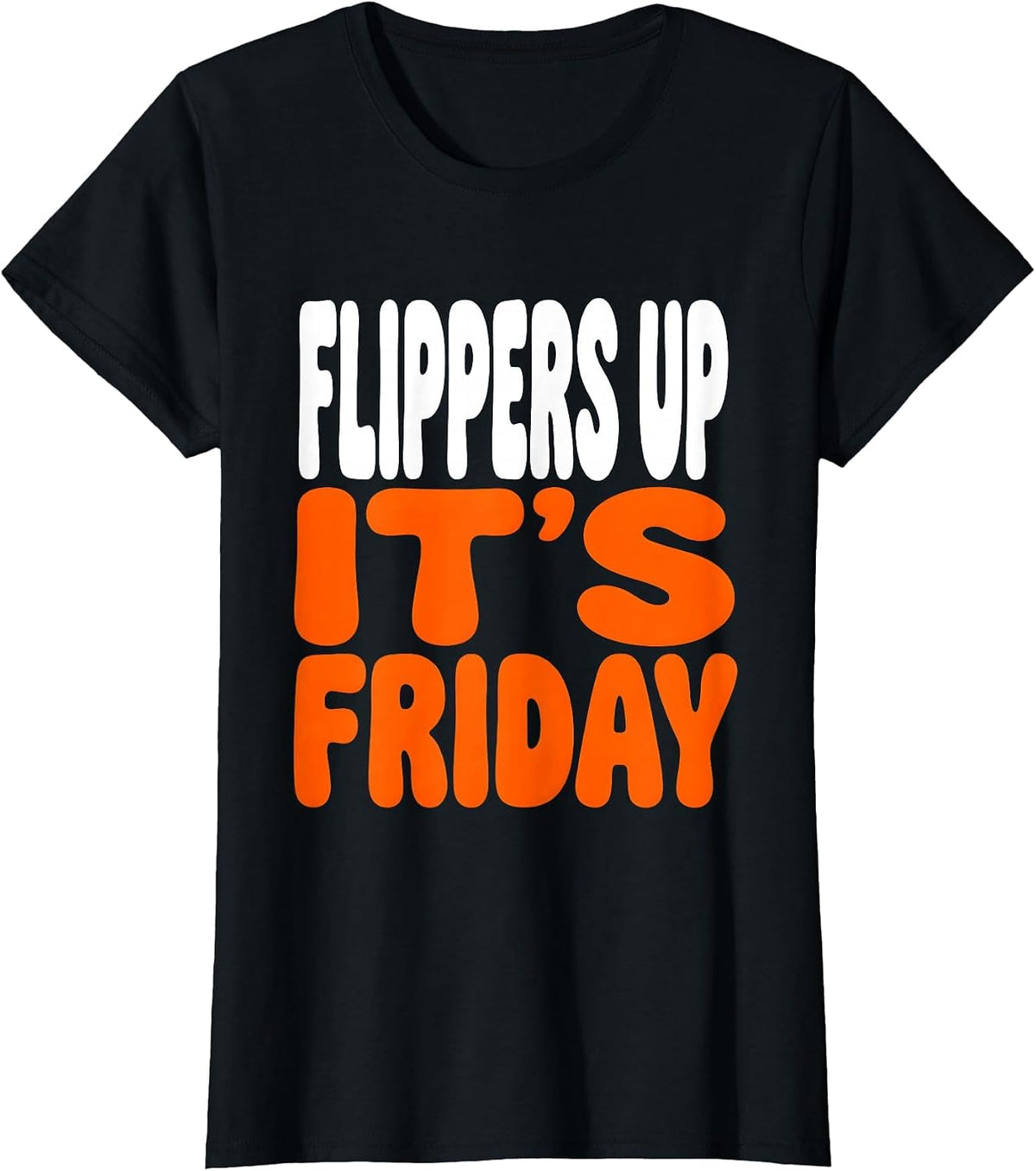 Flippers Up It's Friday Penguin Design T-Shirt - Black