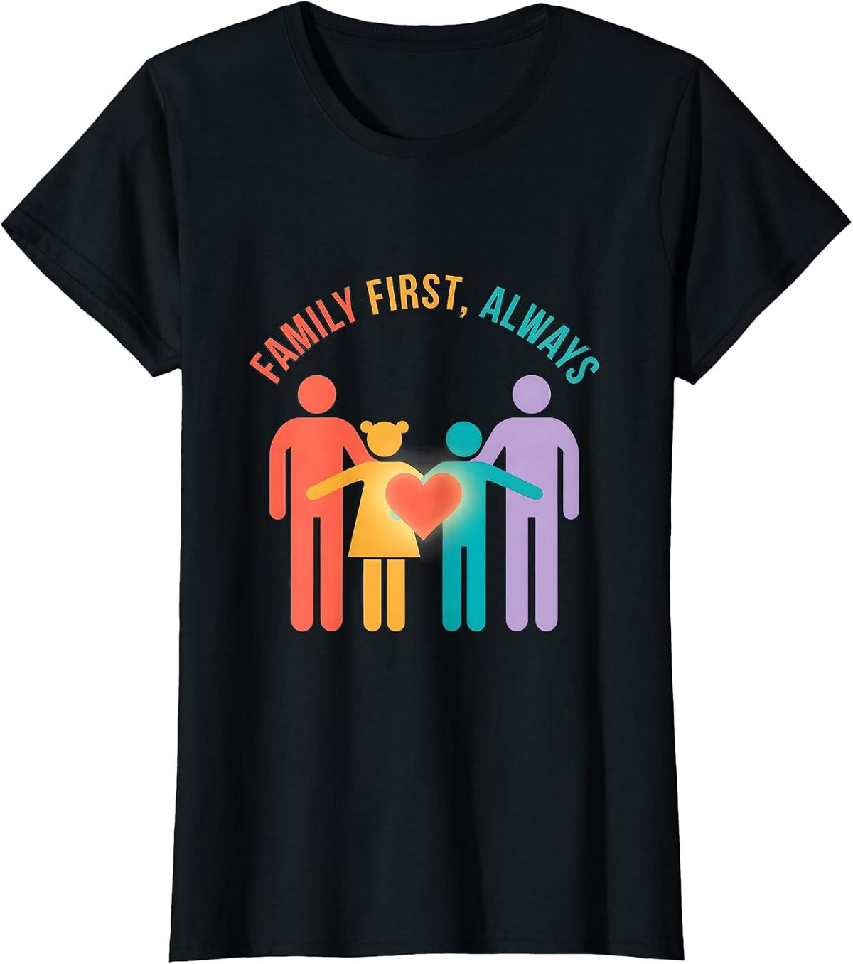 Family First Always Bold Statement Design T-Shirt - Black