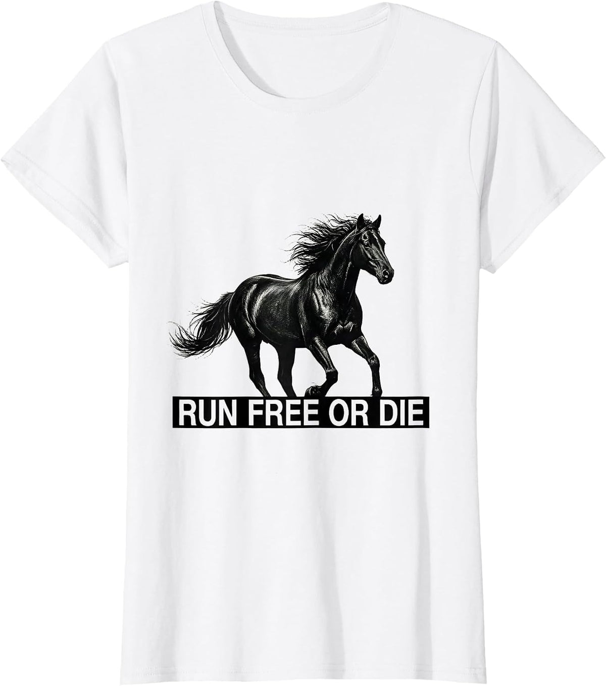 Women's Run Free or Die Bold Freedom Graphic Design T-Shirt - White