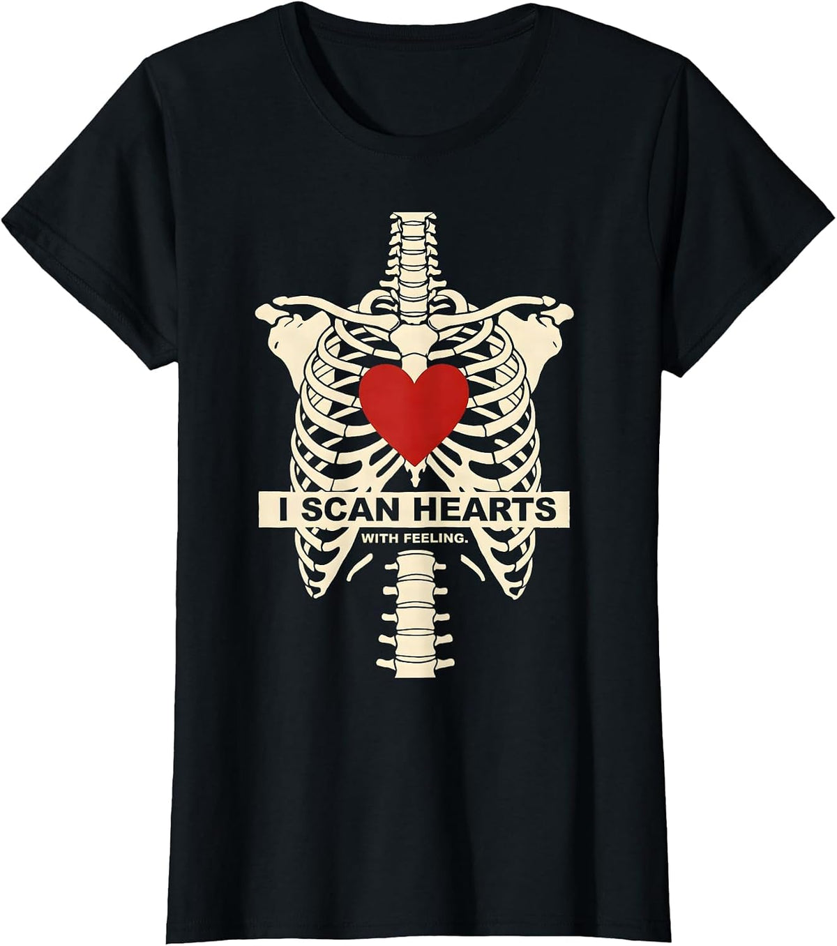 Women's I Scan Hearts With Feeling Funny Radiology Tech Valentine T-Shirt - Black