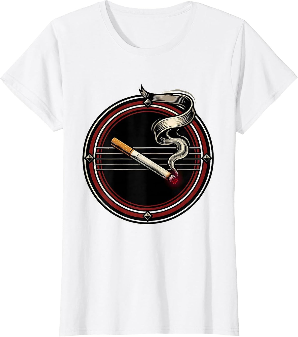 Burning Cigarette Guitar Strings Punk Rock Art T-Shirt - White