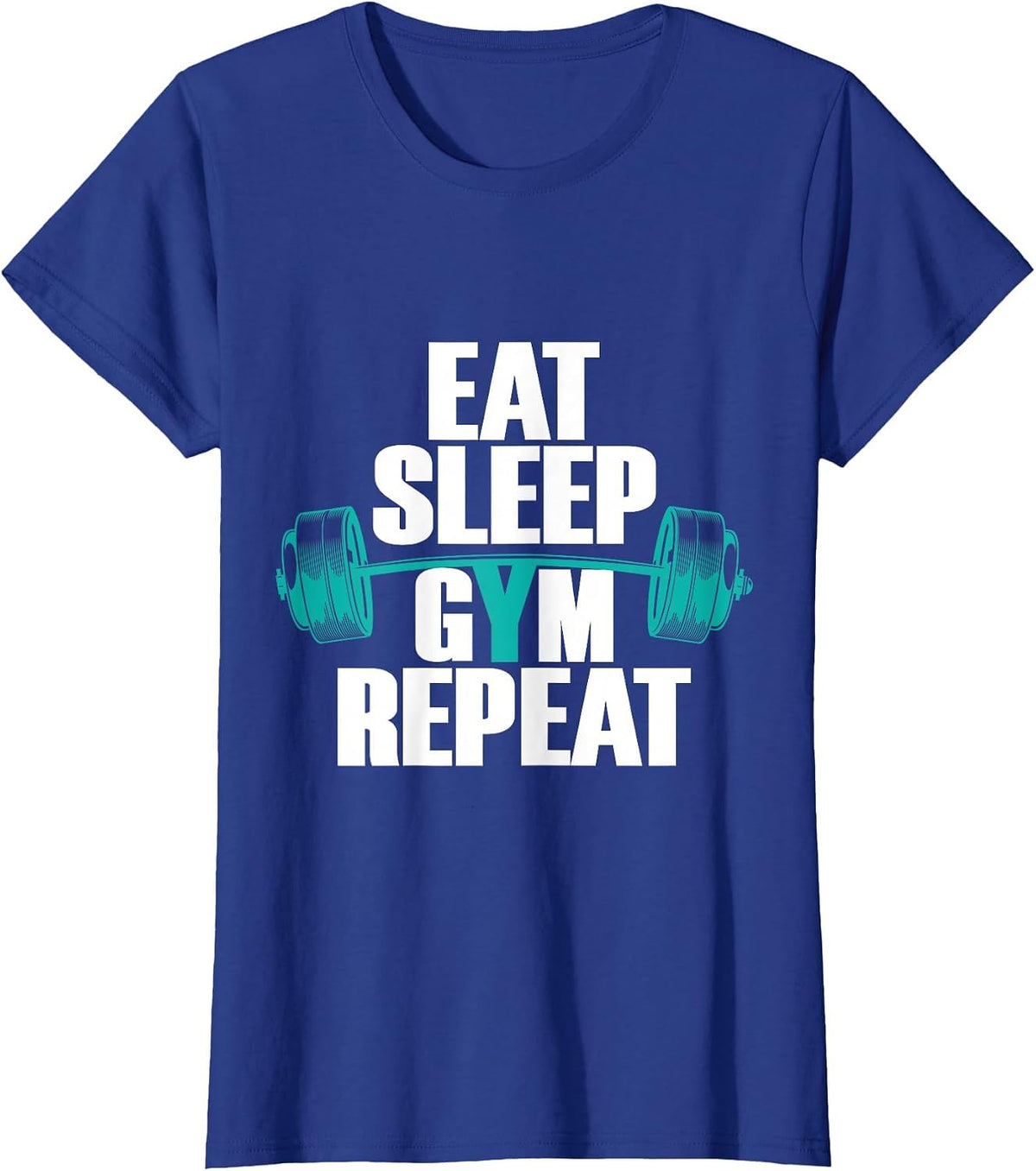 Bodybuilding Funny Tee Eat Sleep Gym Repeat T-Shirt - Royal Blue