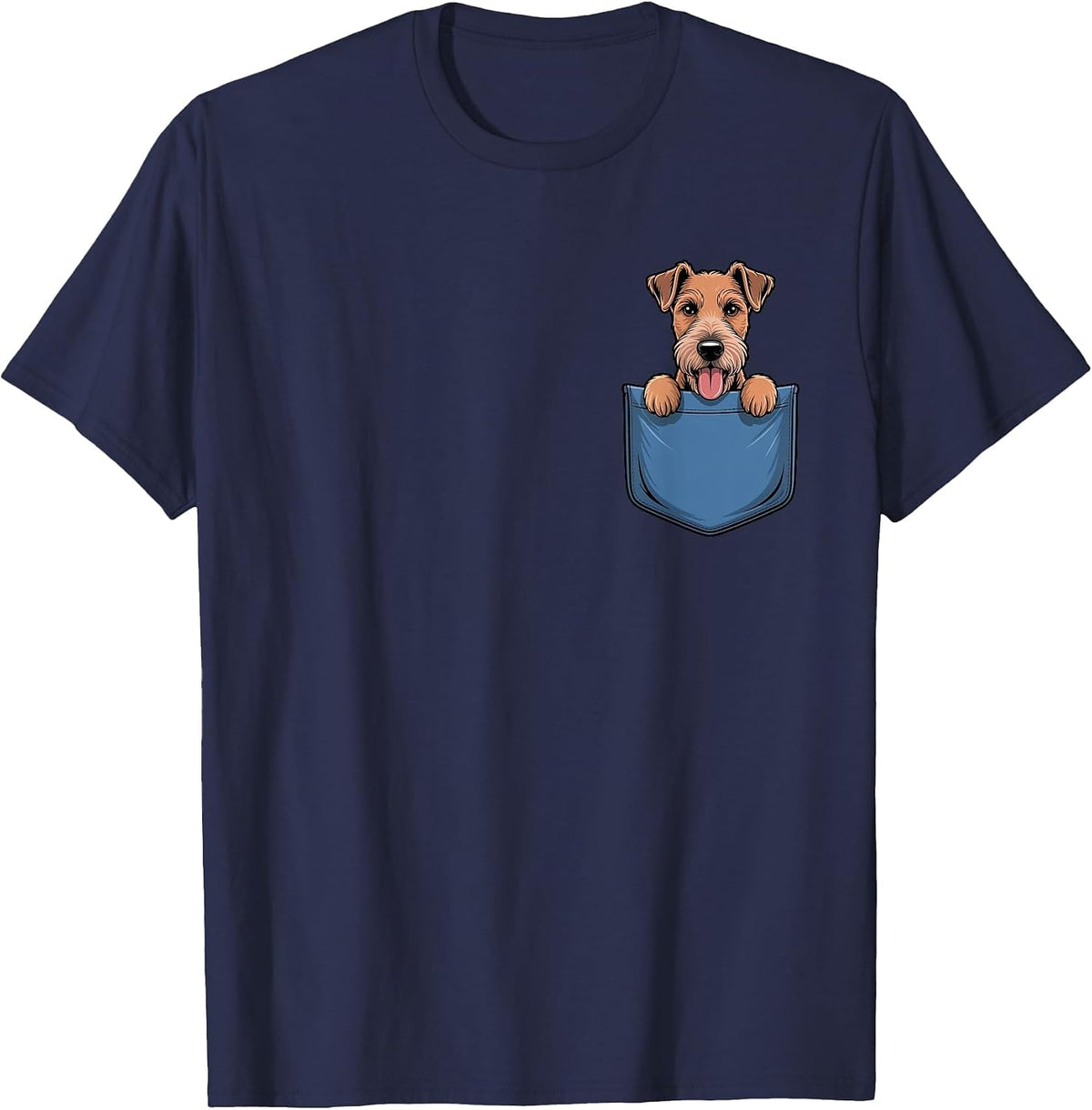 Cute Pocket Irish Terrier Lover Dog Mom T-Shirt - Navy Blue