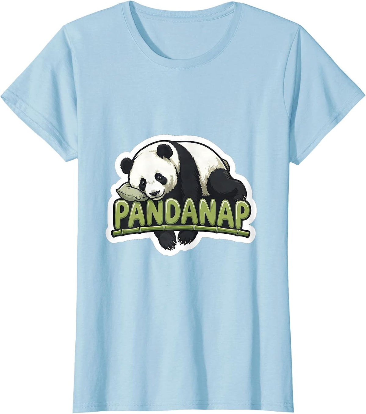 Women's Pandanap Cute Sleeping Panda Animal Lover Sleep T-Shirt - Baby Blue