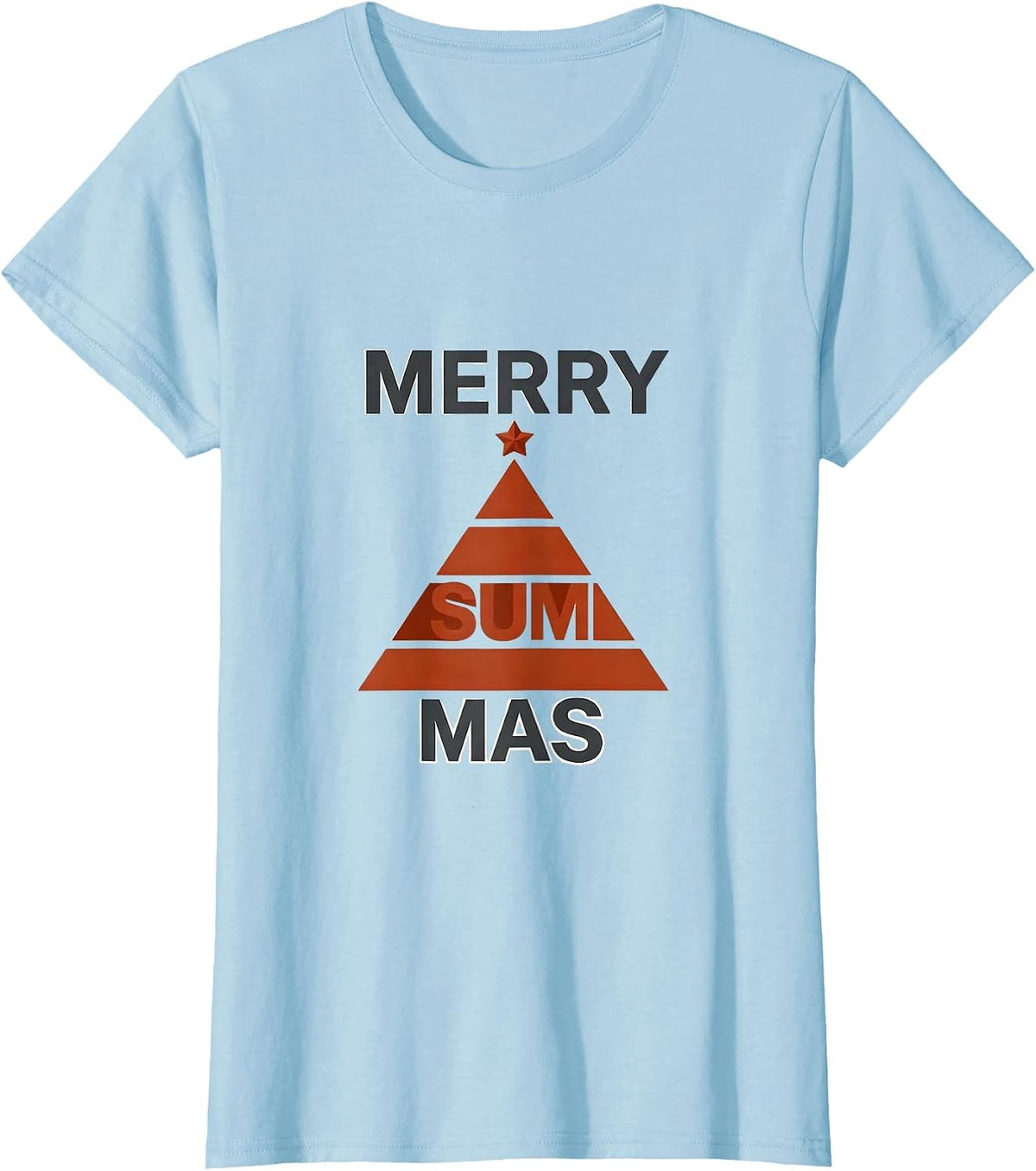 Merry Sum-mas Minimalist Math Teacher Christmas Humor T-Shirt - Baby Blue