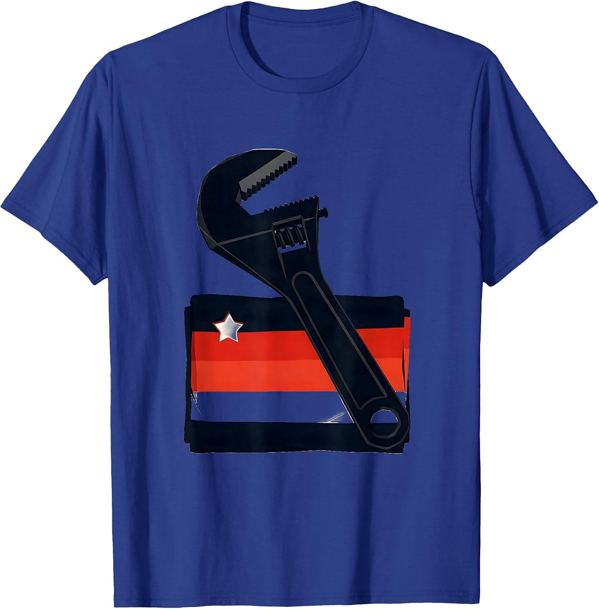 Faceted Pipe Wrench Labor Day Patriotic Union Pride T-Shirt - Royal Blue