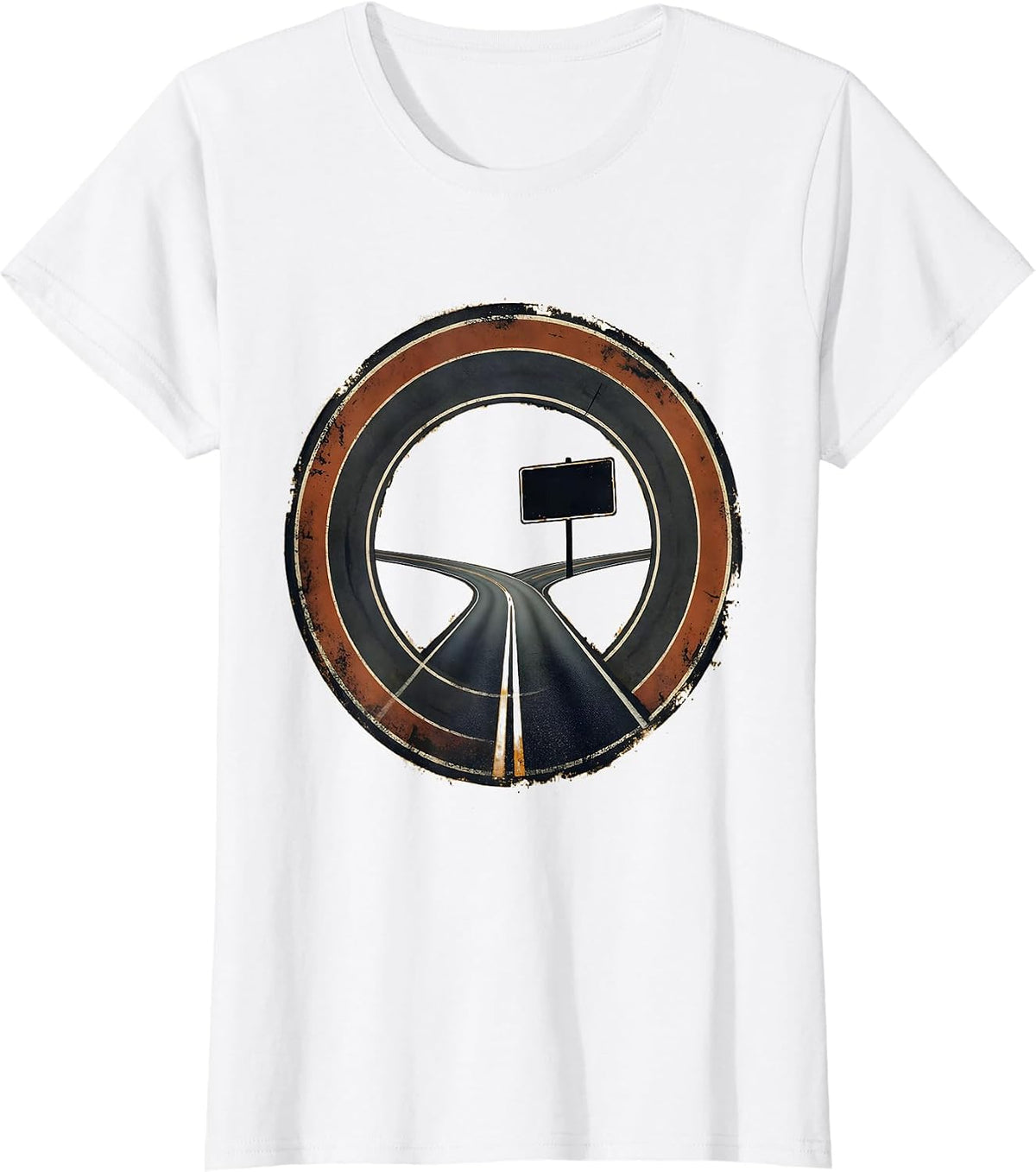 Women's Distressed Math Teacher Road Track Badge Humor T-Shirt - White