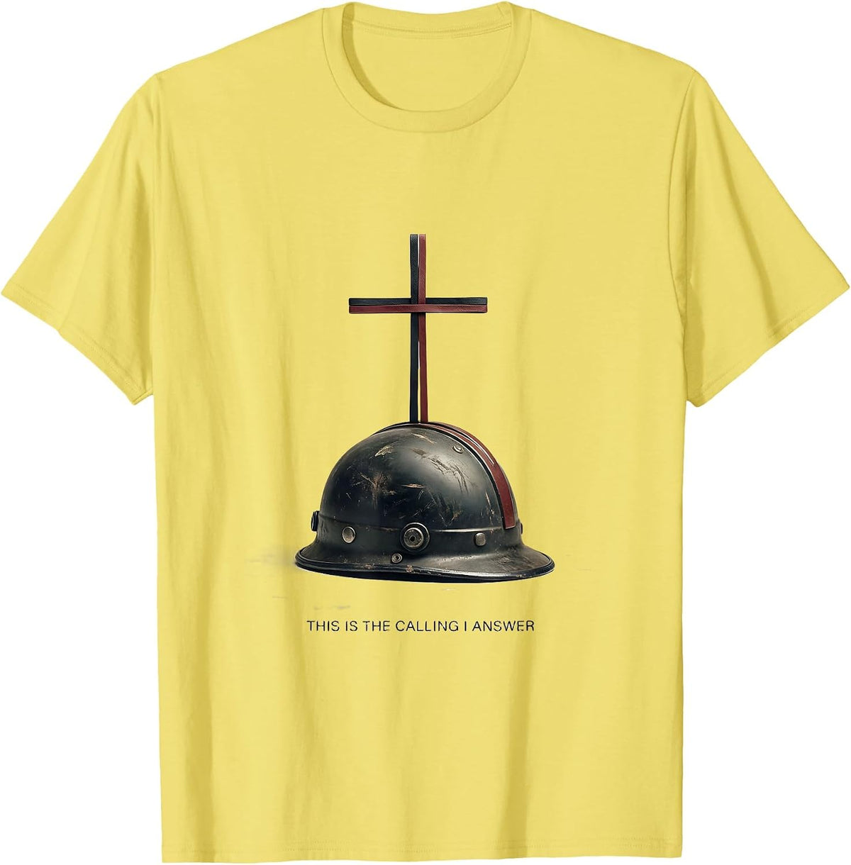 Men's This Is The Calling I Answer Faith Firefighter Humor Gift T-Shirt - Lemon Yellow