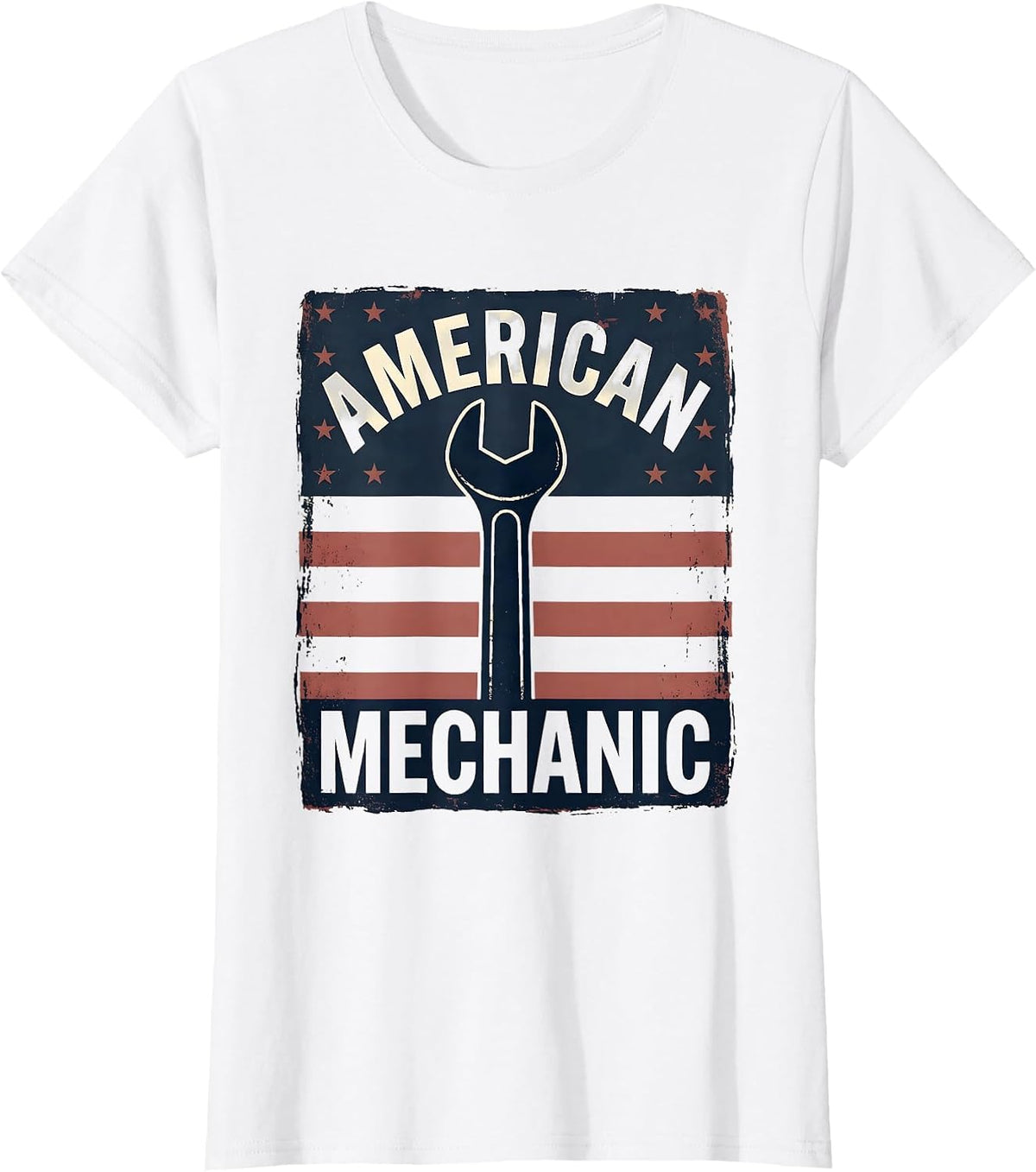 Women's American Mechanic Patriotic Flag Mechanic Gift for Tradesman T-Shirt - White