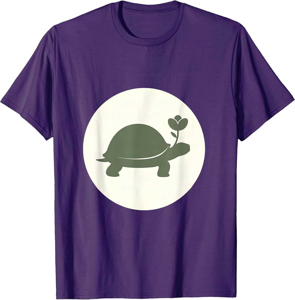 Turtle Carrying a Blooming Garden Illustration T-Shirt - Purple