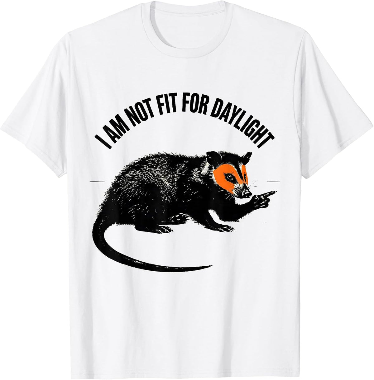 Men's I Am Not Fit For Daylight Funny Opossum Stencil Graphic T-Shirt - White