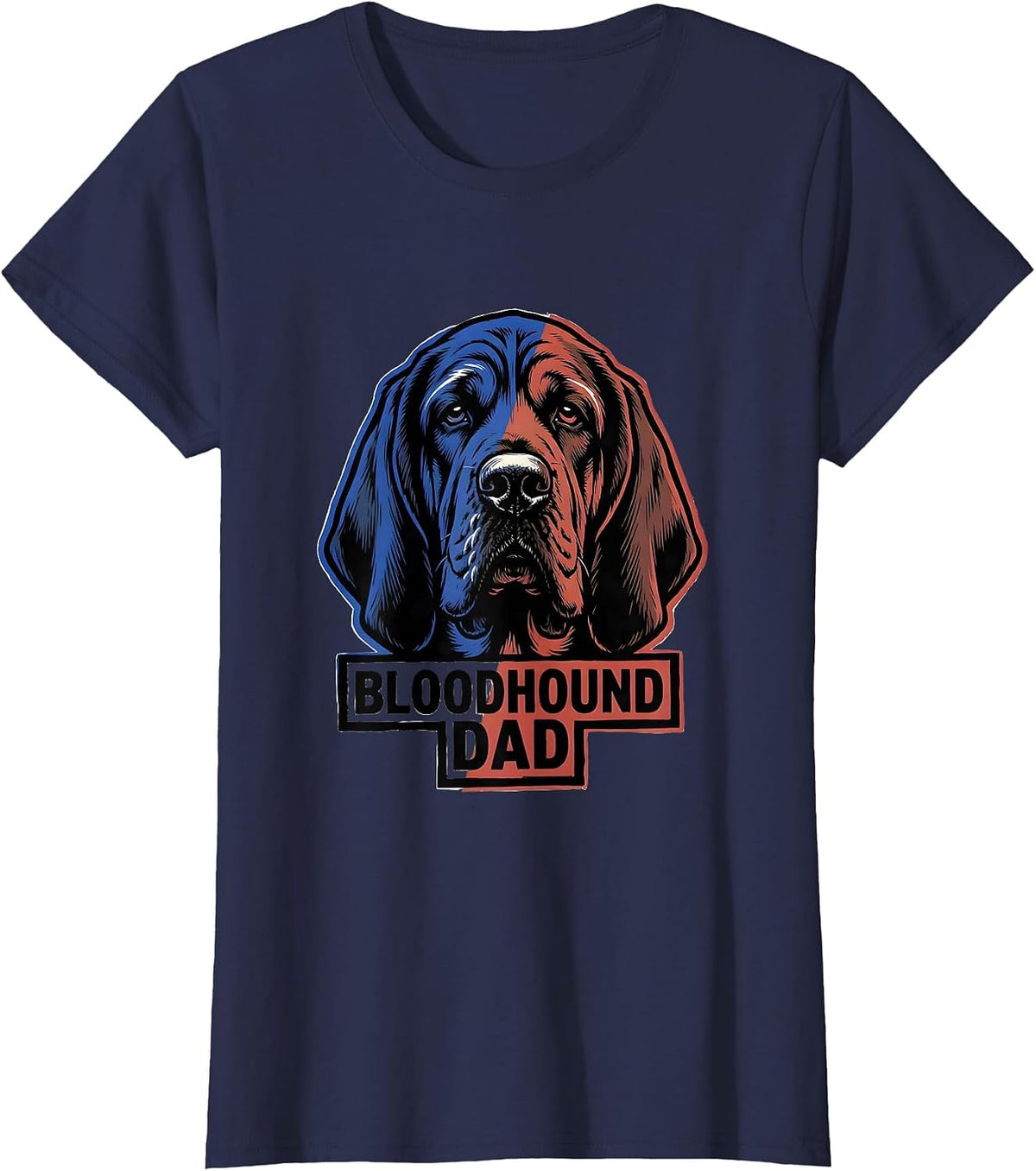Women's Bloodhound Dad Patriotic Dog Breed Dad Pride 4th Of July T-Shirt - Navy Blue