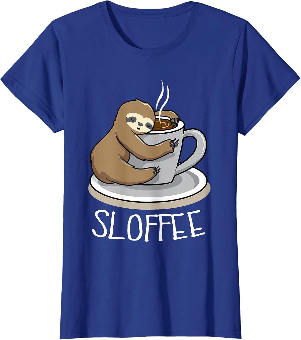 Sloth Sleep at Cup of Coffee Funny Sloth Sloffee T-Shirt - Royal Blue