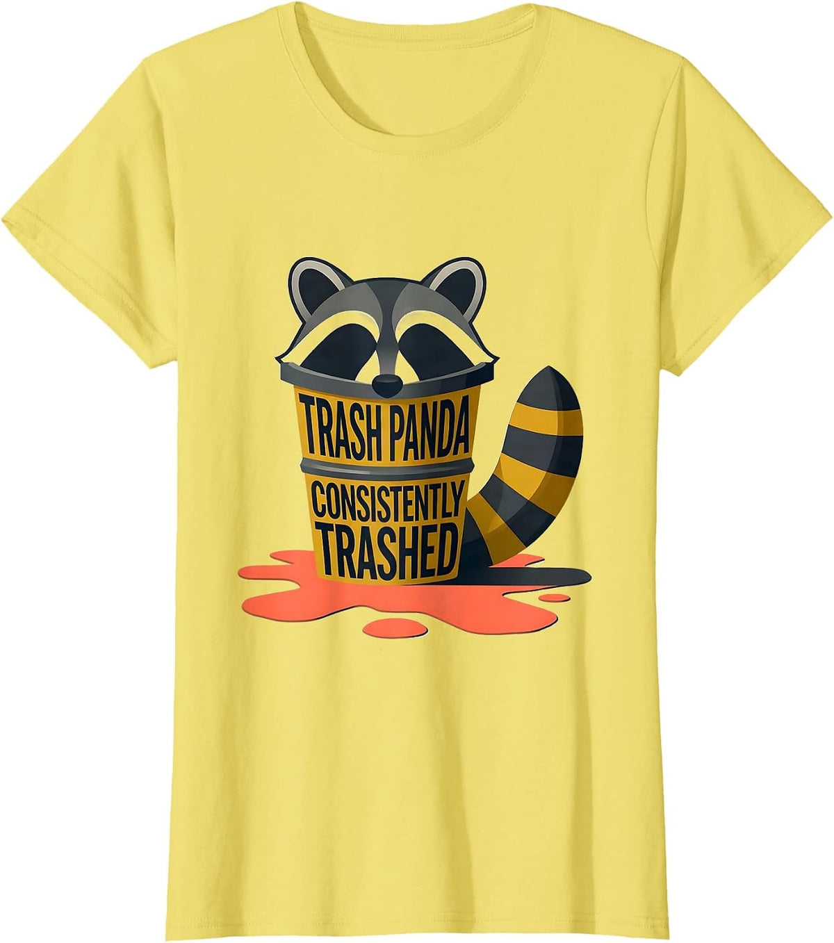 Trash Panda Consistently Trashed Funny Raccoon Gag Gift T-Shirt - Lemon Yellow