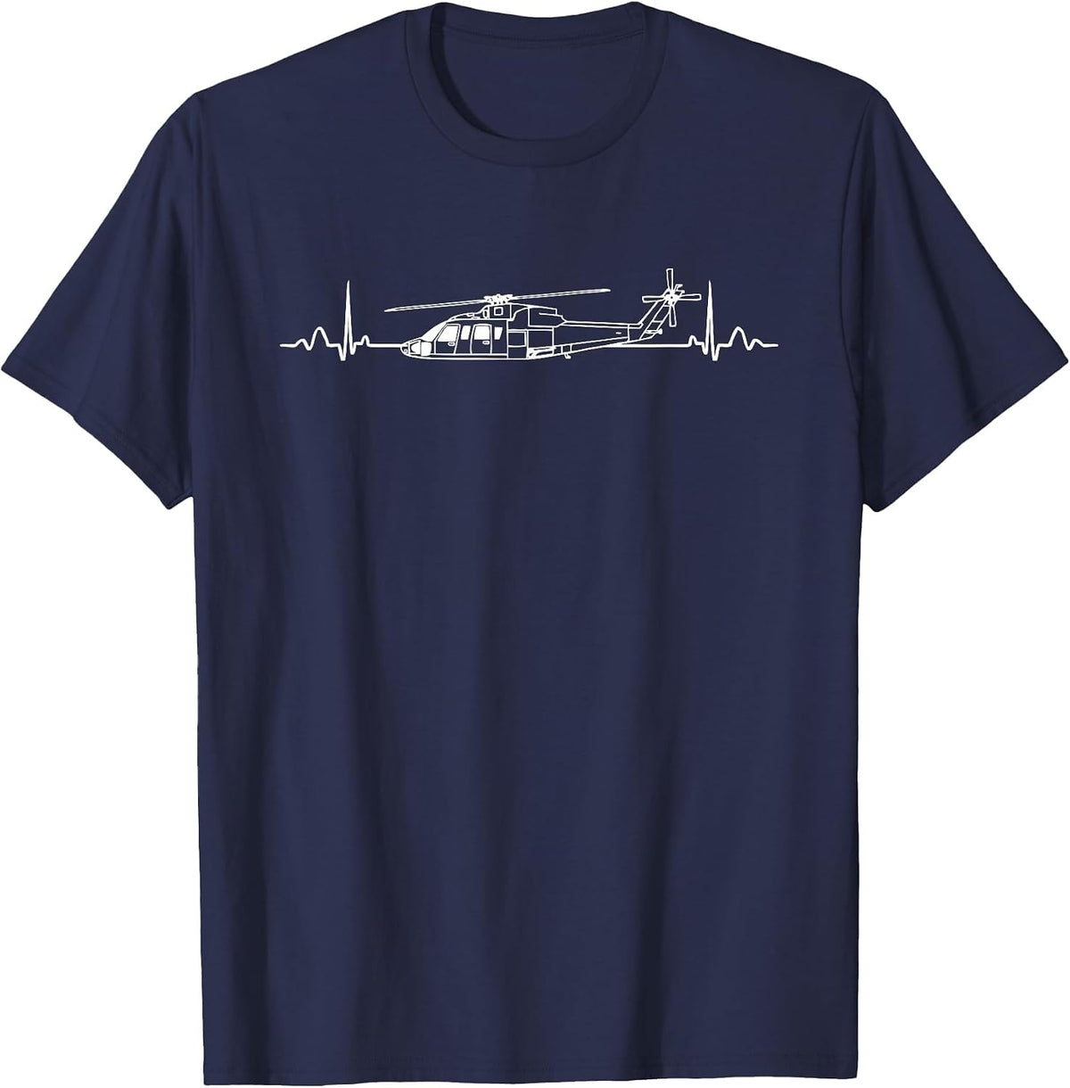 Sikorsky S-76 Helicopter Heartbeat Shirt for Pilots T-Shirt - Navy Blue