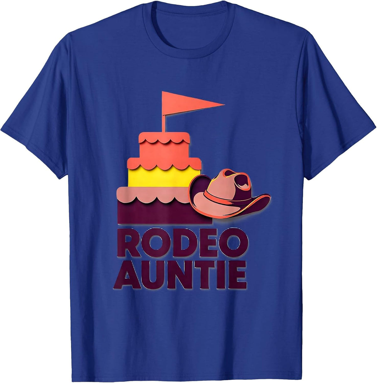 Rodeo Auntie Paper Cutout Cowgirl Birthday Party Family T-Shirt - Royal Blue