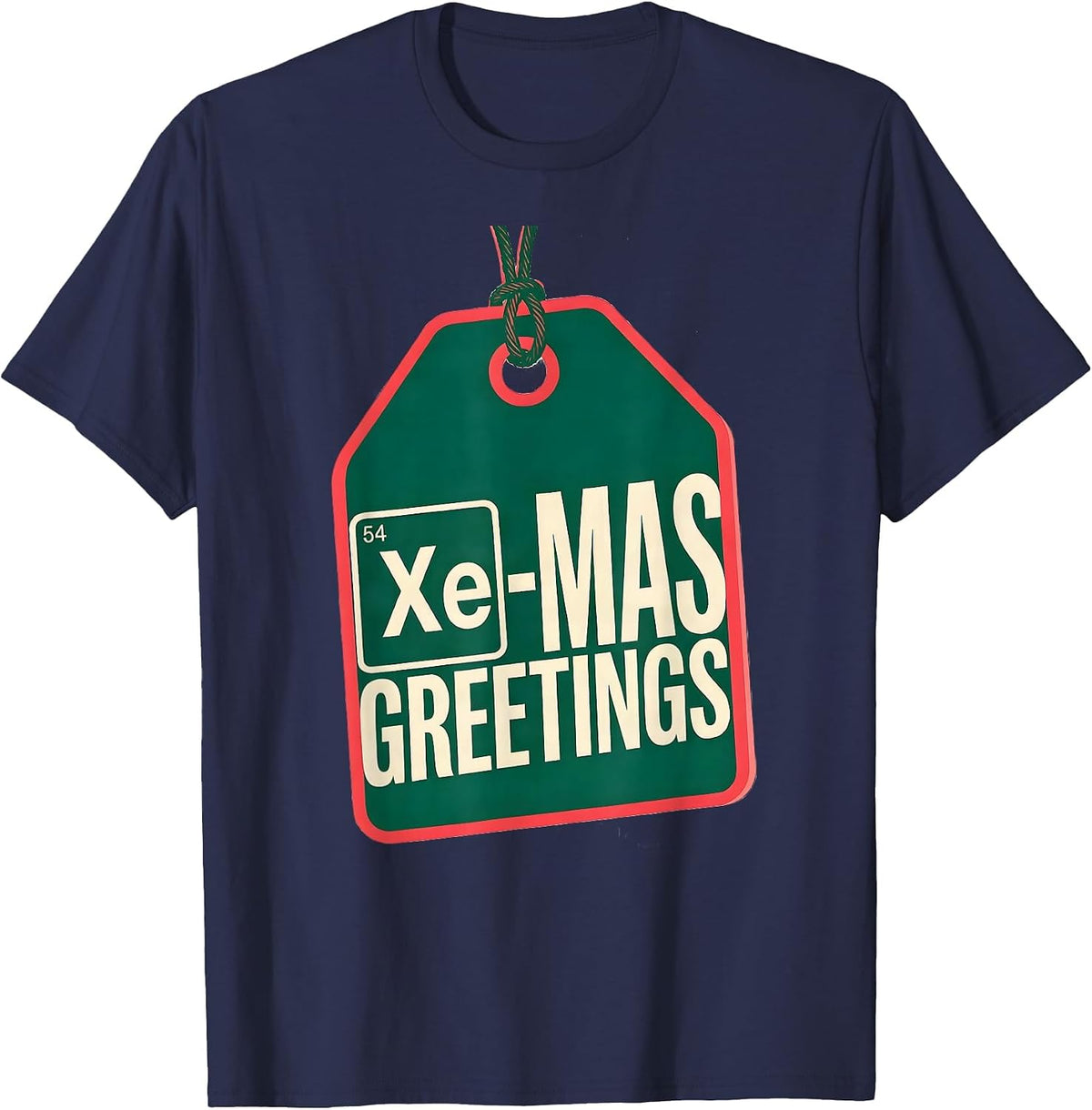 Xe-Mas Greetings Funny Chemistry Periodic Table Science Nerd T-Shirt - Navy Blue