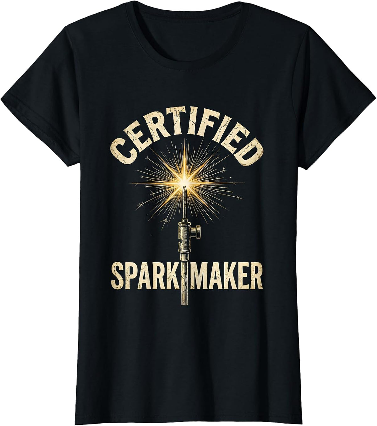 Women's Certified Spark Maker Welder Graphic Design T-Shirt - Black