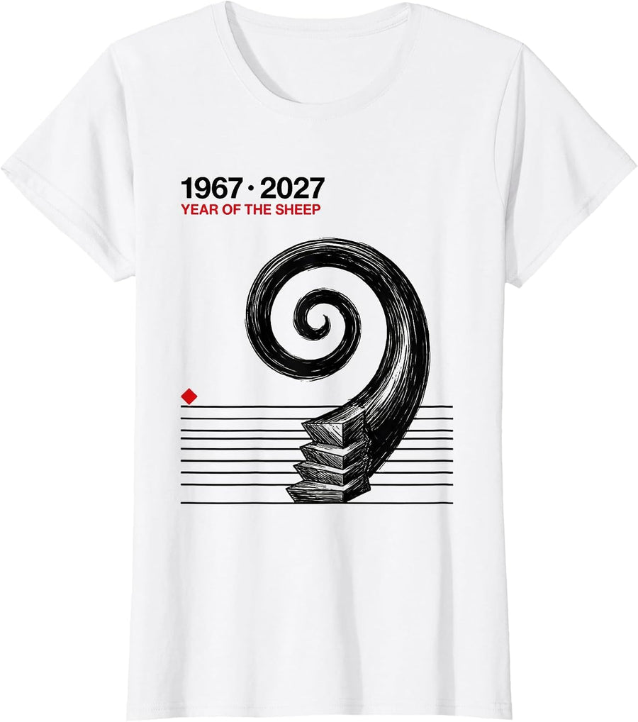 Women's 1967 · 2027 Year Of The Sheep Lunar New Year Zodiac 60th T-Shirt - White
