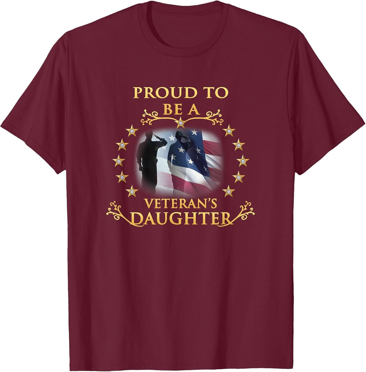 Proud Veteran Daughter Thank You Veterans T-Shirt - Burgundy