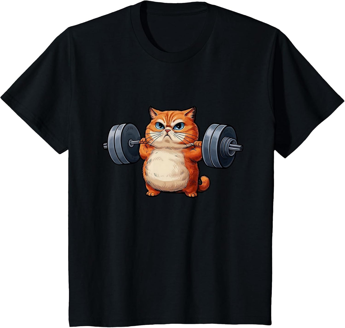 Cat Weightlifting T-Shirt- Funny Cat Workout and Fitness Tee T-Shirt - Black