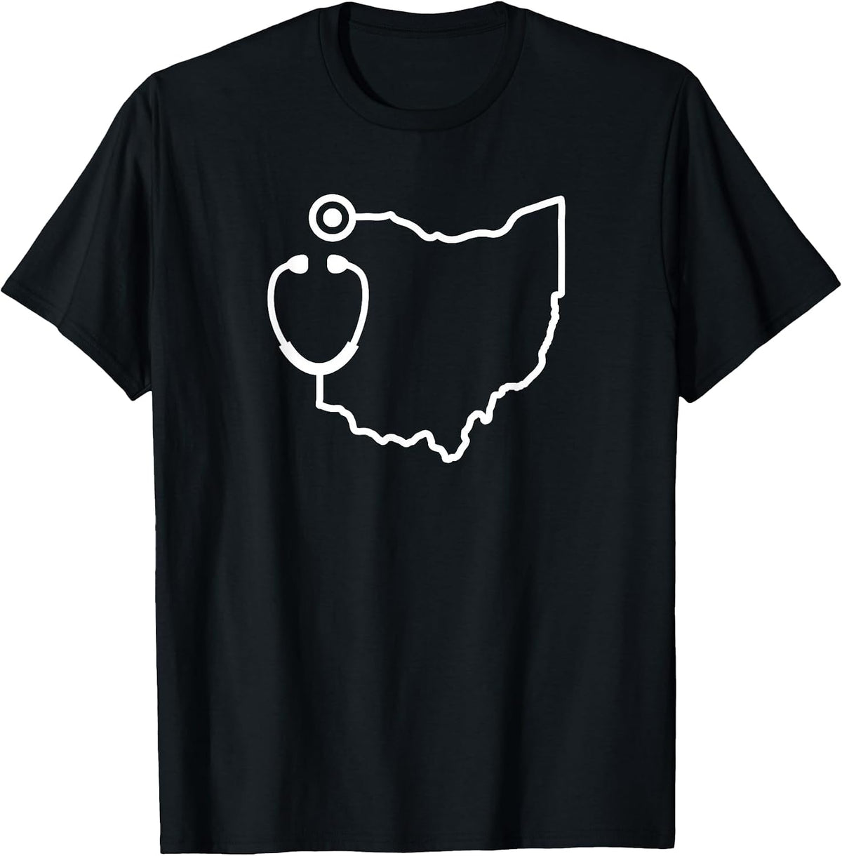 Ohio Stethoscope Medical Professional State Shape T-Shirt - Black