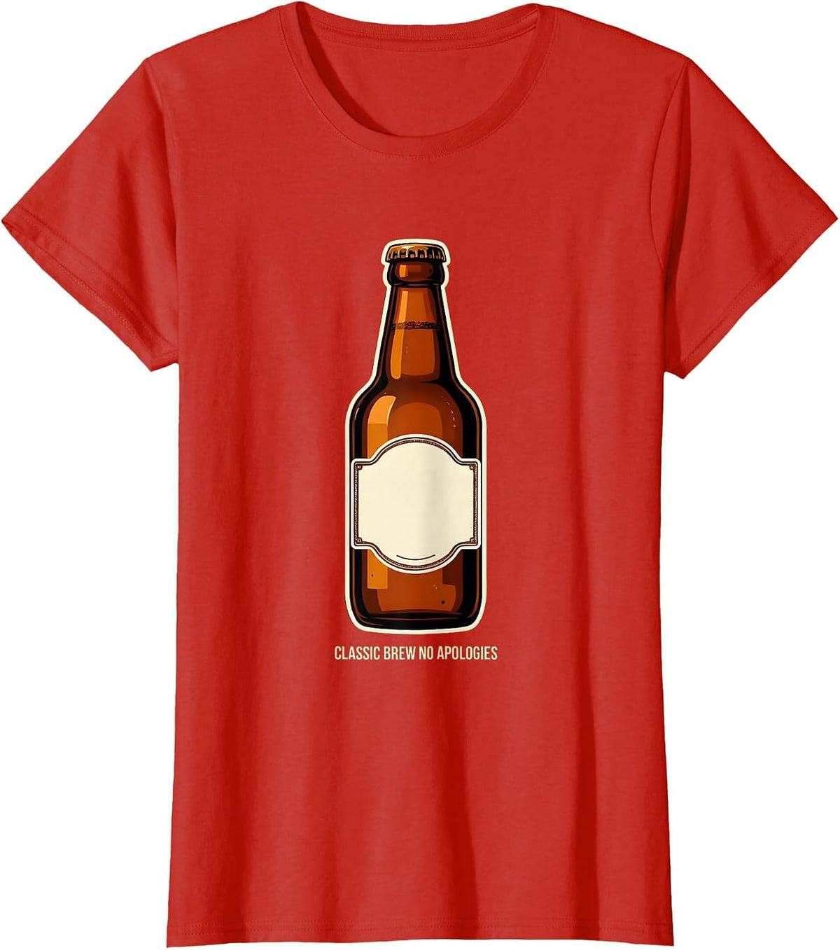 Vintage Beer Classic Brew No Apologies Design T-Shirt - Red