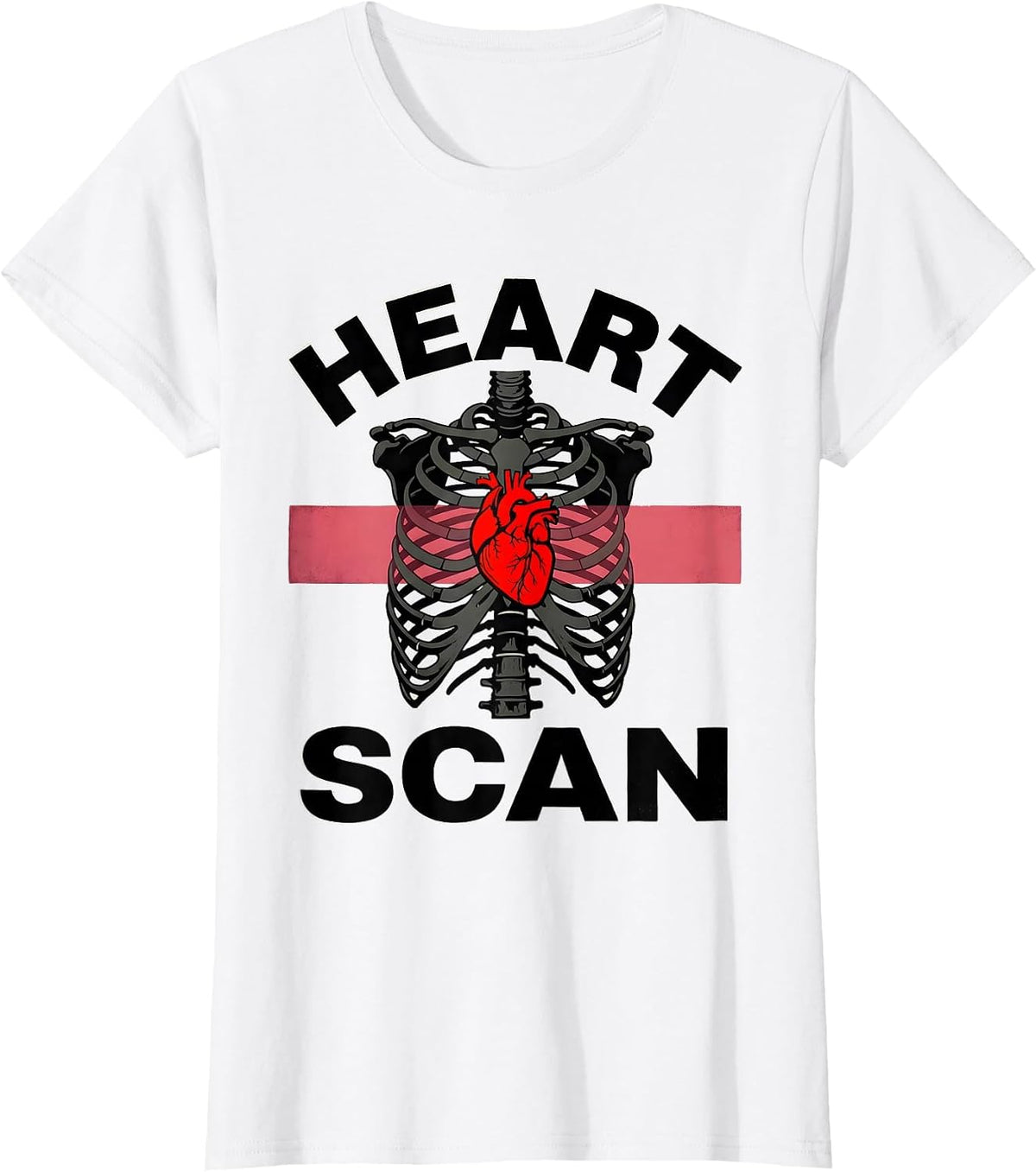 Heart Scan Funny Radiology Tech Valentine Skeleton Humor T-Shirt - White