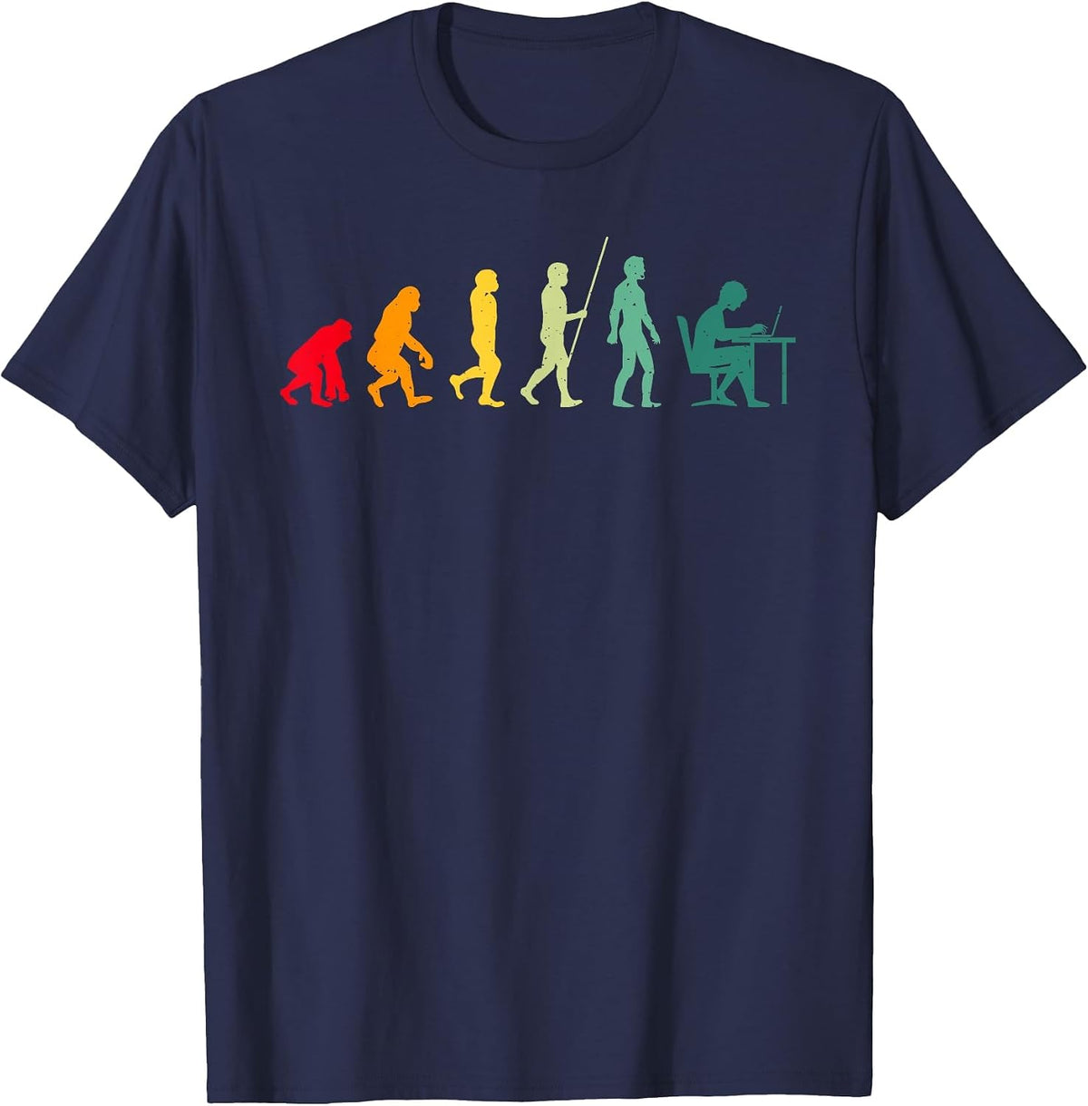 Evolution of Man Computer Programmer Funny Geek Lover IT T-Shirt - Navy Blue