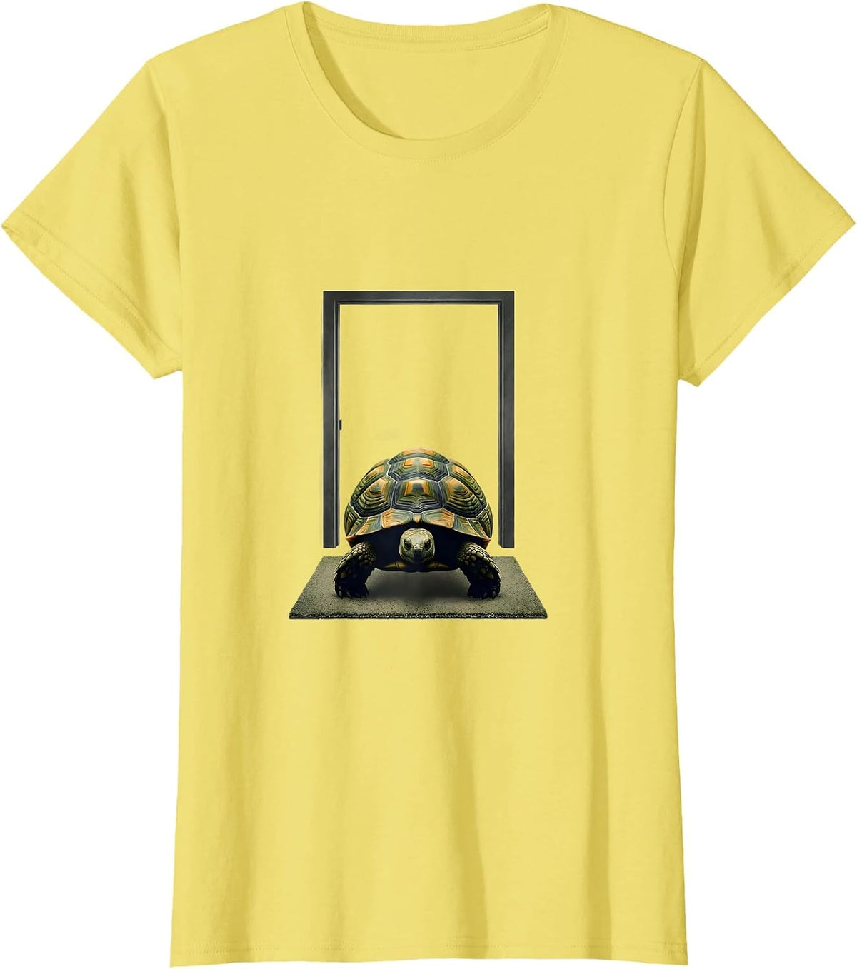 Women's Tortoise Silhouette Pet Lover Novelty Gift T-Shirt - Lemon Yellow