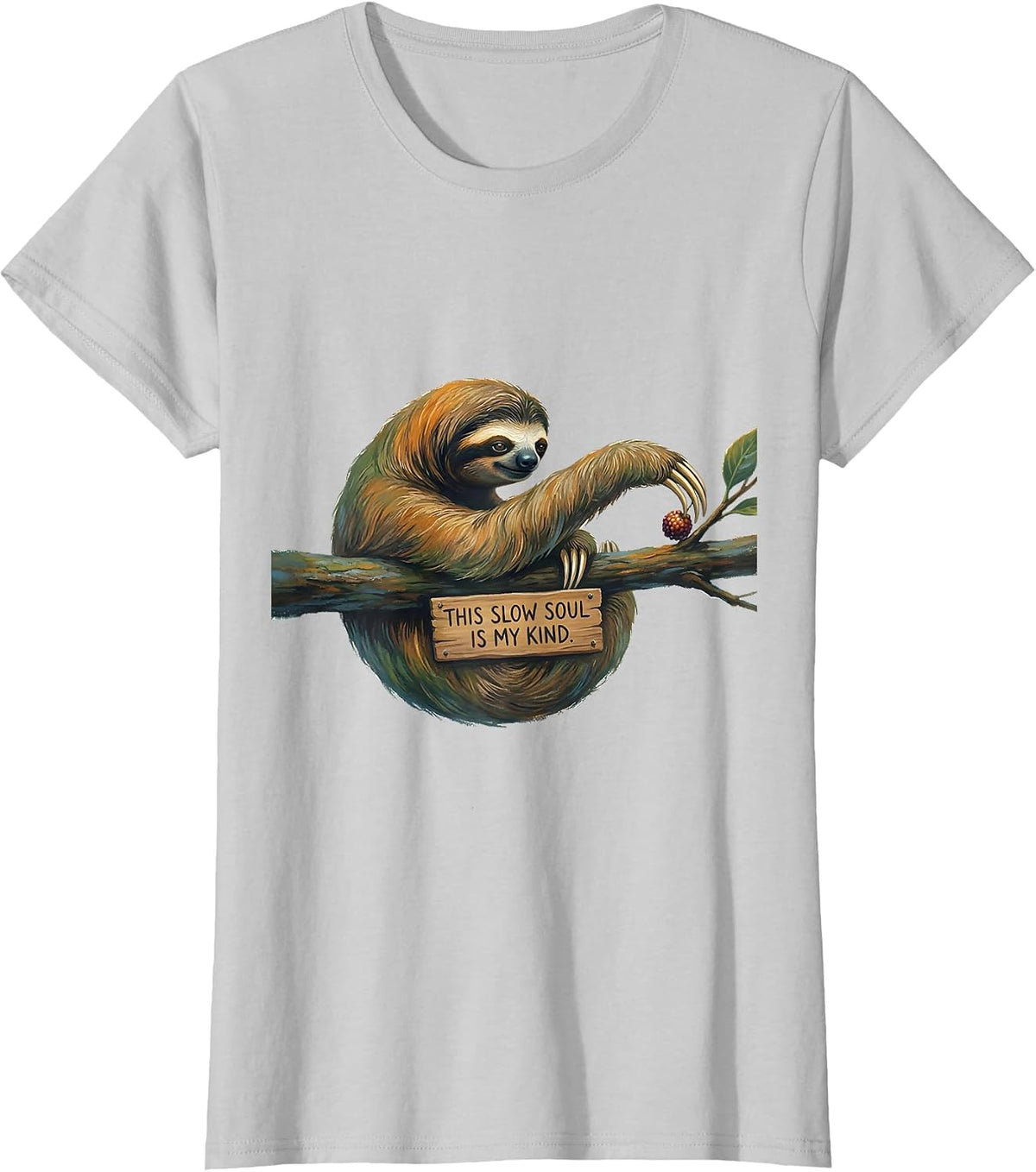 Women's This Slow Soul Is My Kind Funny Sloth Lover Novelty Gift T-Shirt - Silver Grey