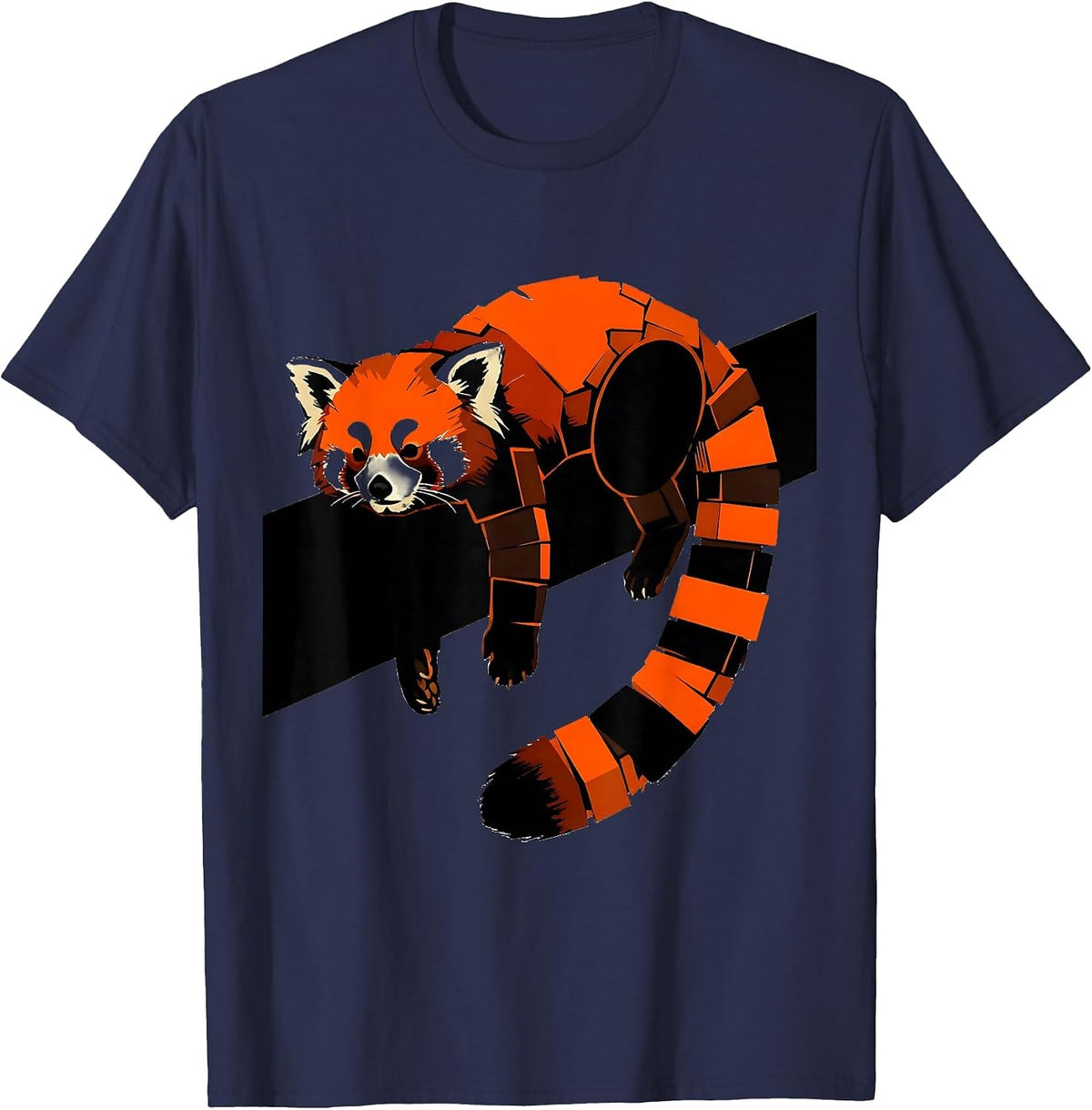 Men's Red Panda Brutalist Graphic Animal Lover Humor T-Shirt - Navy Blue