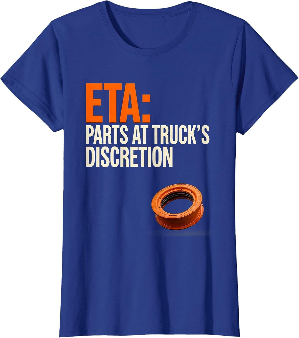 Women's ETA PARTS AT TRUCK'S DISCRETION Funny Mechanic Skeleton Auto T-Shirt - Royal Blue
